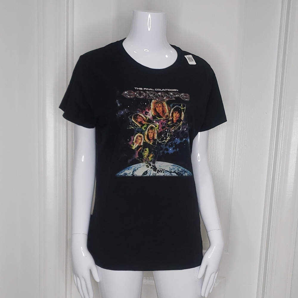 Europe 80s Hair Band Black T-Shirt Size Medium NWT